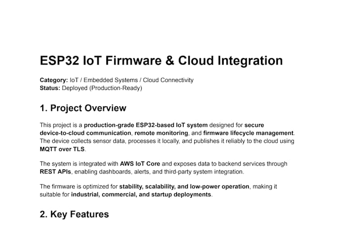 do iot firmware development with mqtt and cloud integration